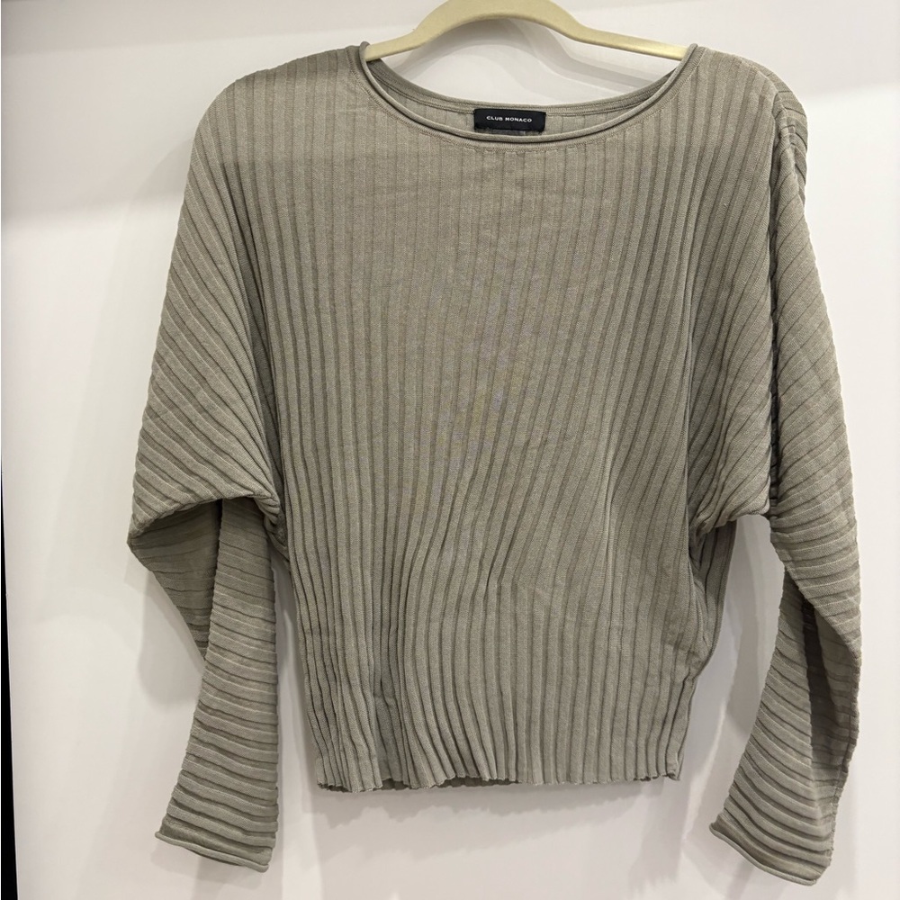 Club Monaco Women’s Dolman Sleeve Ribbed Top, Size Small, Sage Green